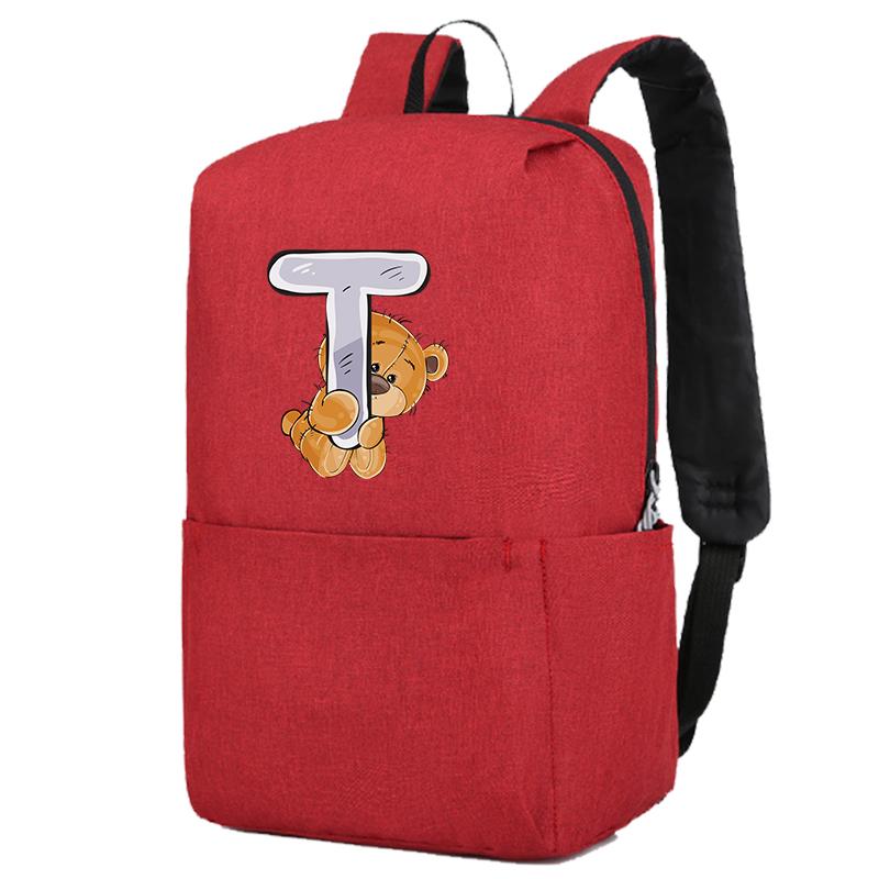 Lovely Little Bear 26 English Letters Backpack Girl School Bag Cosplay Canvas Backpacks Children Kid Bookbag Back To School