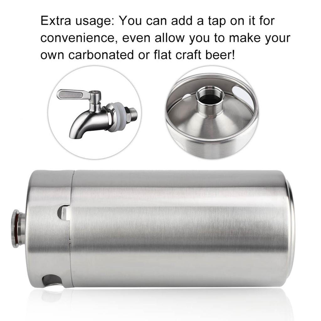 Stainless Steel Beer Barrel Practical 4L Barrel with Spiral Cover Lid Home Hotel Supplies