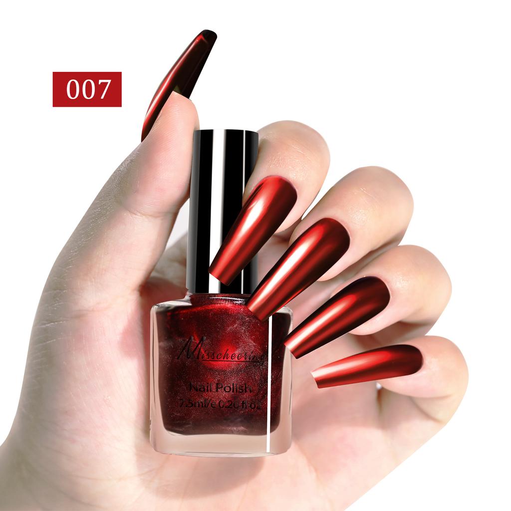 Nail Art Metal Mirror Nail Polish No Baking Quick Drying Effect Long-lasting Nail Art Multi-color Glossy Nail Polish