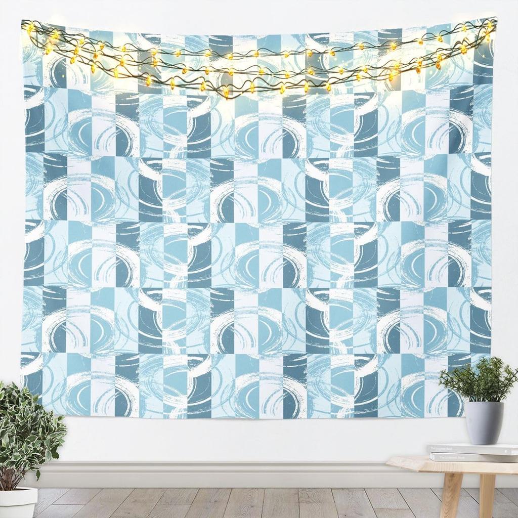 Modern Abstract Wave Tapestry, Layered Curved Pattern Wall Art in Earthy Tones for Bohemian Home & Minimalist Room Decor