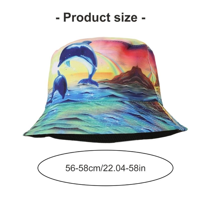 Fashionable Dolphin Design Bucket Hat Sun Sun Hat For Women Soft Cotton Perfect For Beach Hiking And Daily Use