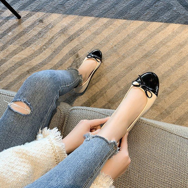 Spring Fashion Round Toe Flat Shoes Casual Leather Shoes Plus Size Women's Casual Bow Tie Women's Singles Shoes