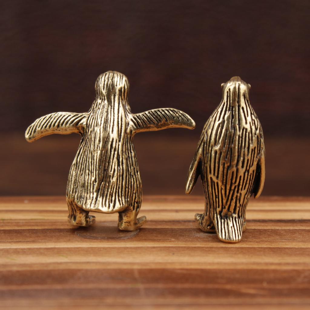 Funny Brass Standing Little Penguin Statue Desktop Decorative Trinkets Creativity Marine Animal Cute Craft Collection Children