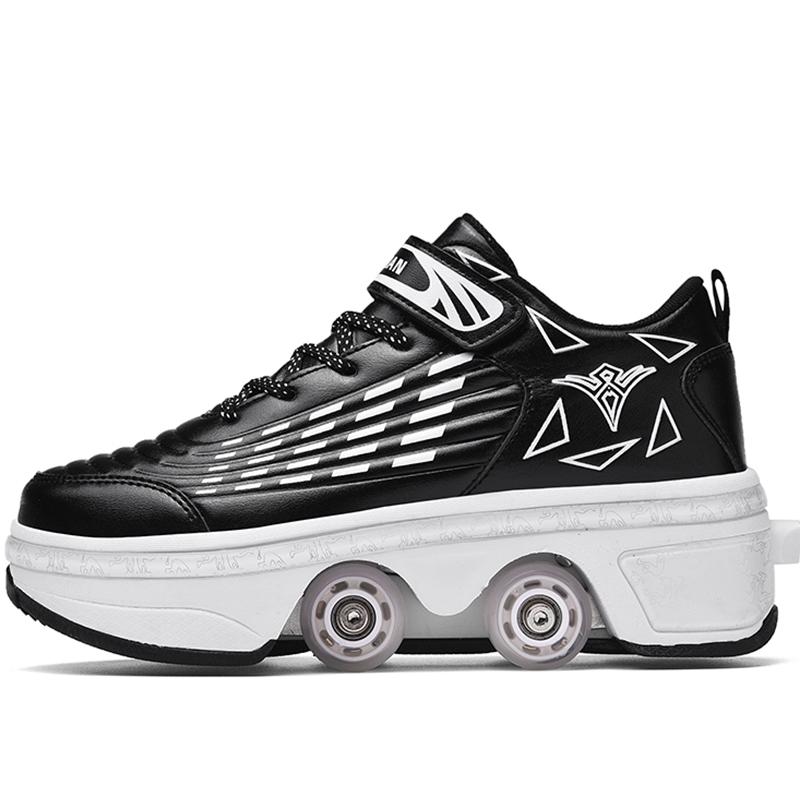 Roller Roller Shoes 4-wheel Deformation Shoes Roller Skates Men's and Women's Adult Runaway Shoes Skating Shoes Shoes with Wheels
