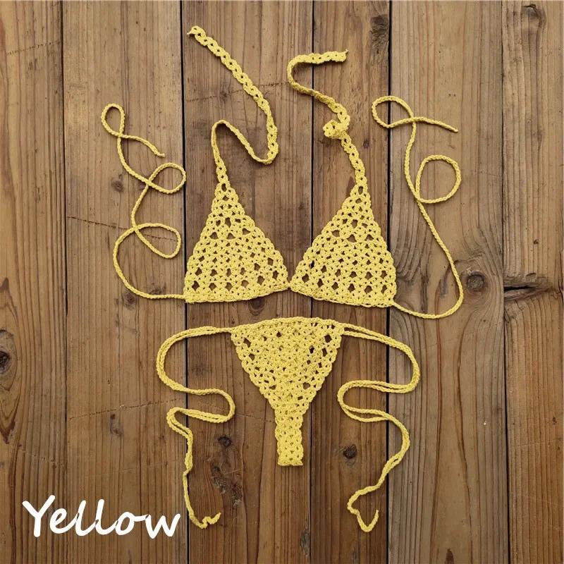 Sunbathing Handmade Crochet Bikini Suit Micro Swimsuit Micro Swimwear