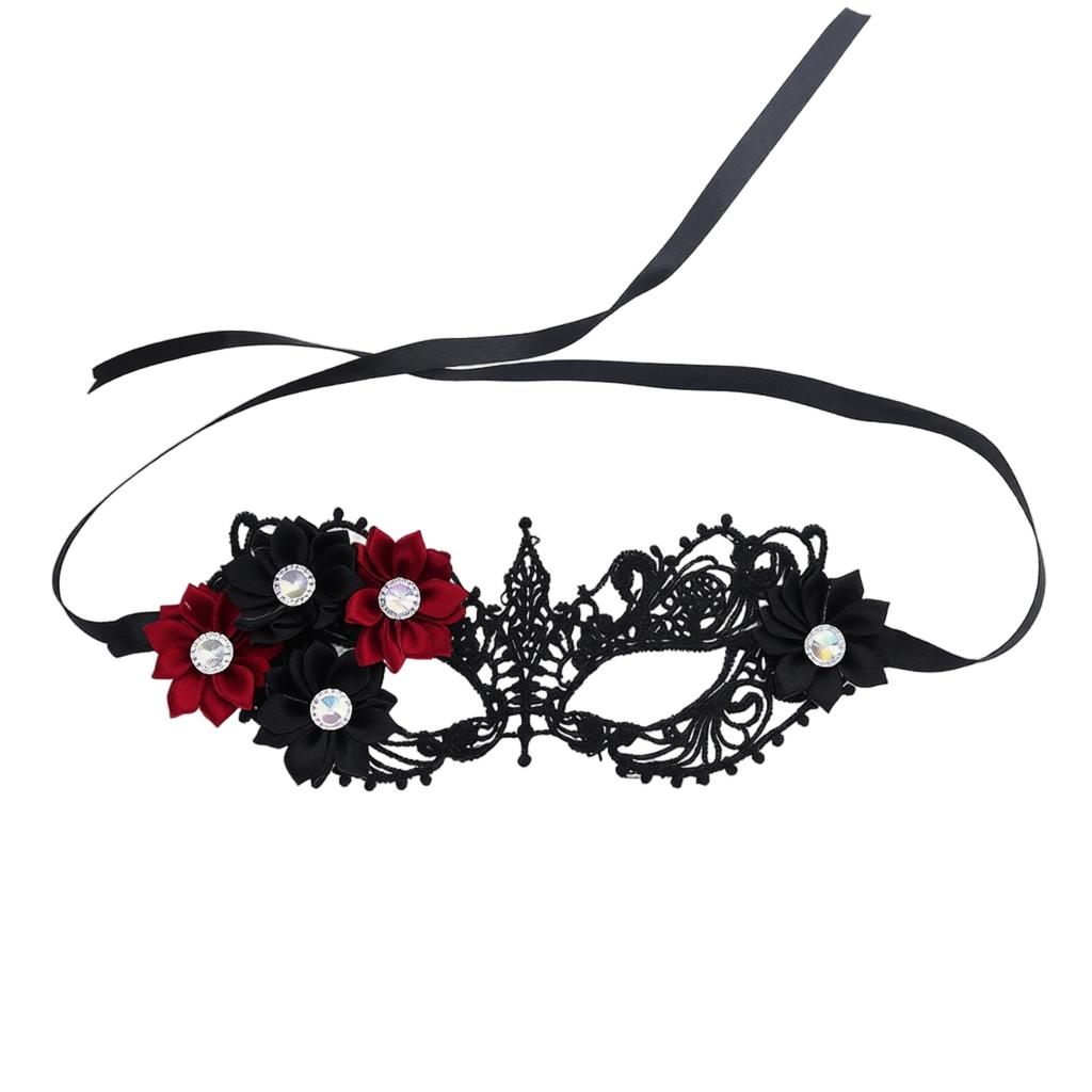 Black Lace Half Face for Women - Masquerade Eye with Sunflower Pattern for Party, Halloween, Dance - Elegant Eye Cover