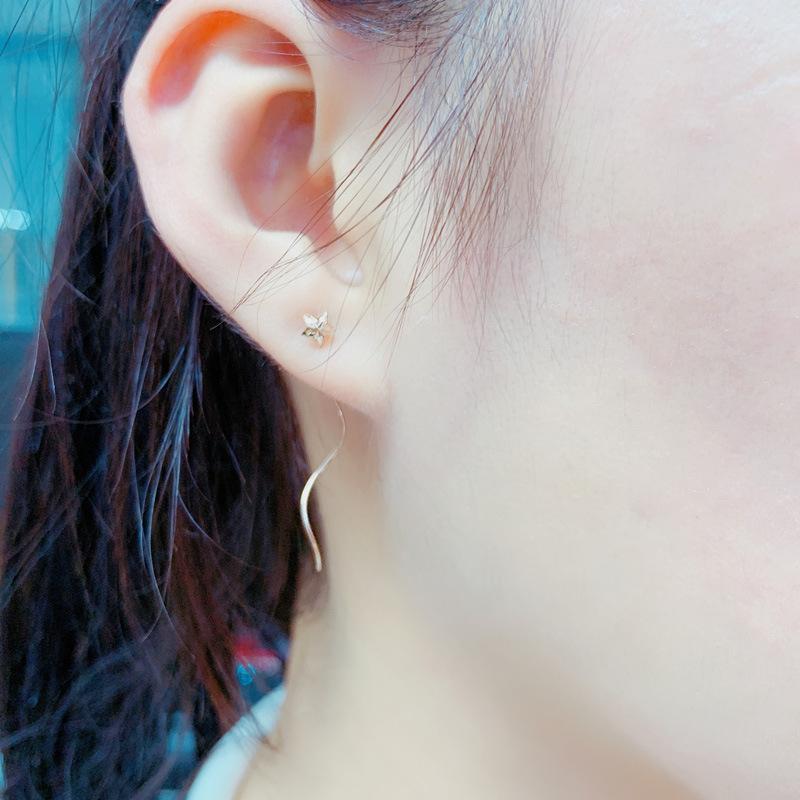 

Exquisite Russian 585 Purple Gold Spiral Shiny Korean Version Simple Gentle Earrings Rose Gold Plated Long Earrings