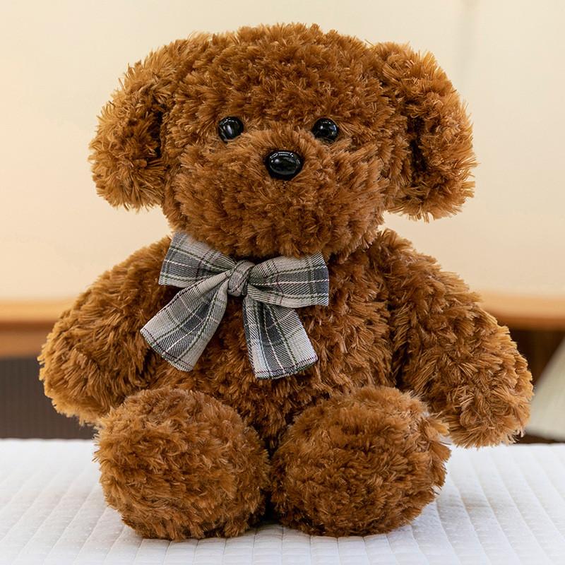 

Teddy Cartoon Sweater Dog Plush Cuddly Sleeping Pillow Bow Tie Gift Kids For Brown Bowtie,40cm