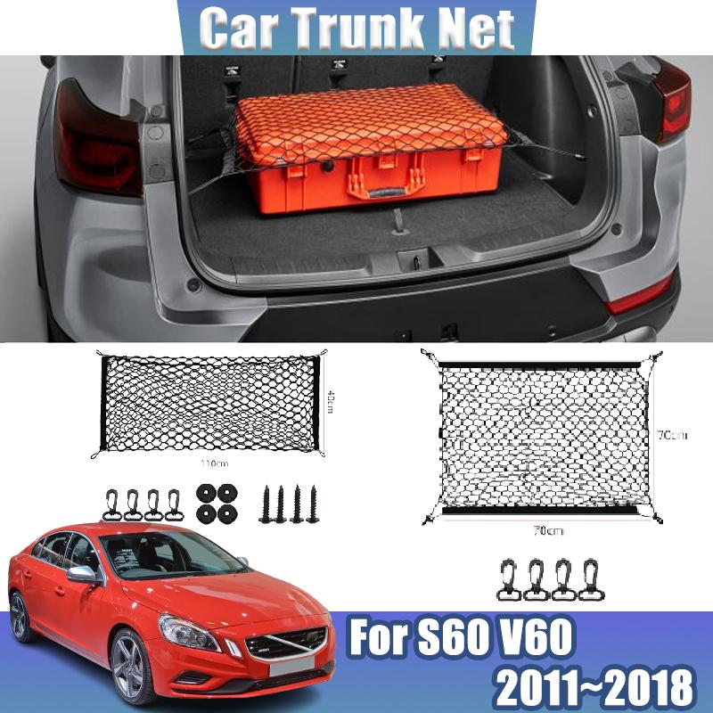 Für Volvo S60 V60 2011~2018 2017 Flexibles Gepäckaufbewahrungspaket Kofferraumnetz Innen Schwarz Netz Nylon Ladefläche Kofferraum Auto Zubehör