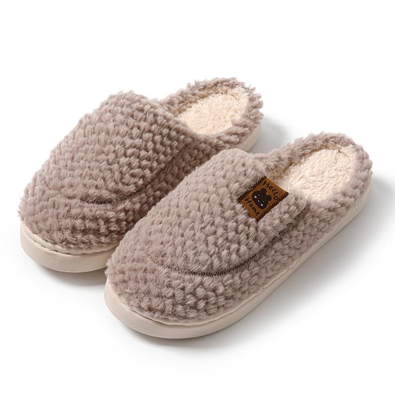 

Хлопковые тапочки осень и зима домашние теплые плюшевые на толстой подошве износостойкие парные плюшевые туфли size 42-43 [size 1-2 smaller shoes]