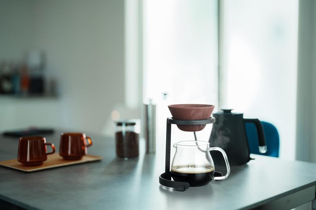 Ishigaki KOCREA Coffee Ceramic Filter & Stand Set, Circle, Black, 4496