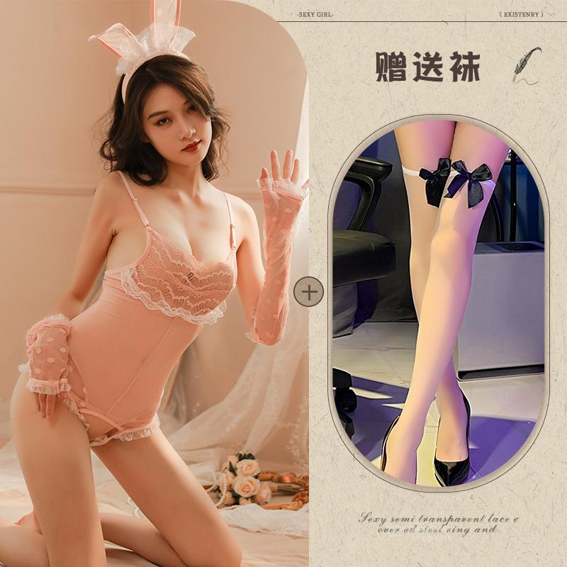 New Sexy Underwear Bunny Uniform Open Crotch Free Backless Temptation Tease Passion Suit