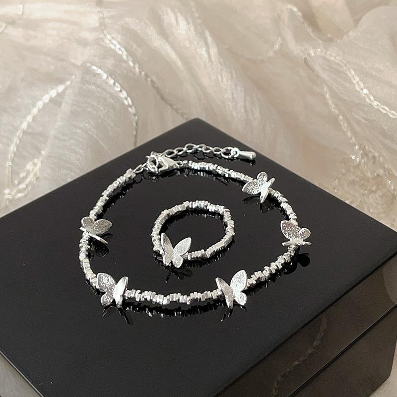 Mori Sweet Butterfly Broken Silver Bracelet Ring Female Simple Personality Unique Fashion Elegant Versatile Bracelet Jewelry