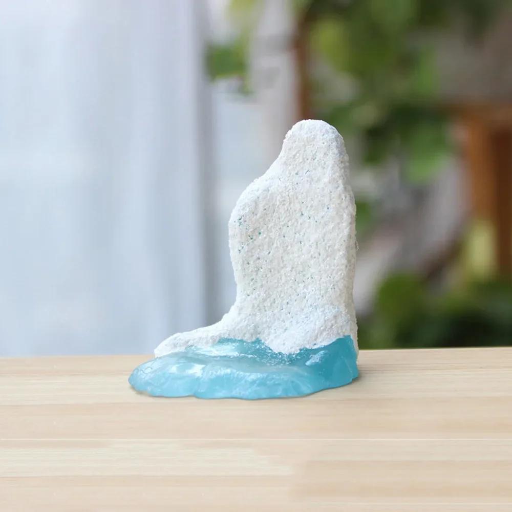 Resin Iceberg Penguin Craft Model Winter Figurine Miniature Micro Landscape Fairy Garden Handmade Ornament