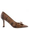 New Vara Sleek Croc Embossed Pumps Light Grey