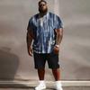 Men's Short Sleeve Set: Textured Edge Vibe - 2-Piece Big & Tall Fit, Soft Fabric, Sleek Herringbone Texture