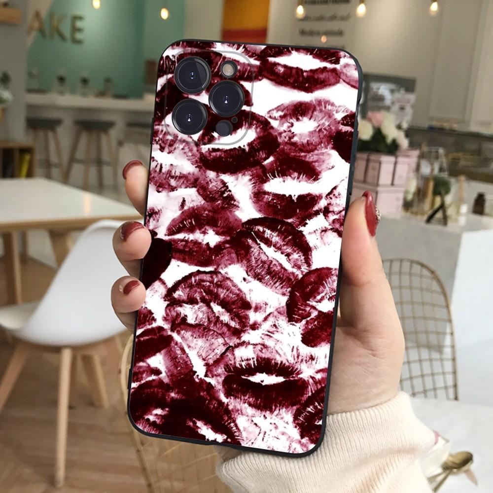 Sexy Girl Red Lips Kiss Phone Case For iPhone 15 14 11 12 13 Mini Pro XS Max Cover 6 7 8 Plus X XR SE 2020 Funda Shell