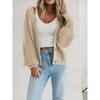 Women S Thick Knit Open Front Cardigan Long Sleeve Button Loose Short Coat