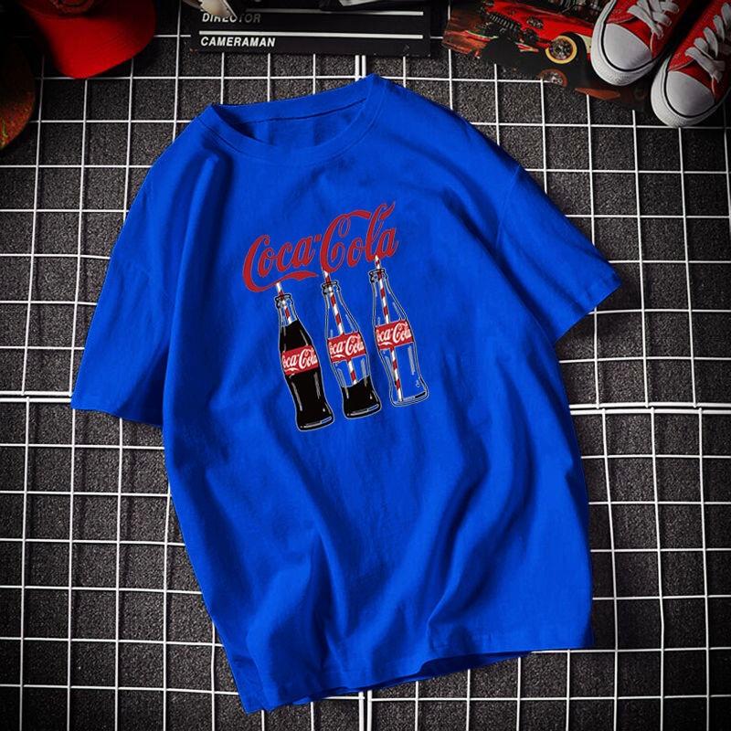 Reine Baumwolle Coca-Cola gemeinsame Geden-Kurzarm-T-Shirt Jugend Hong Kong Stil Marke ins Große Größe Männer und Frauen Paare vielseitig