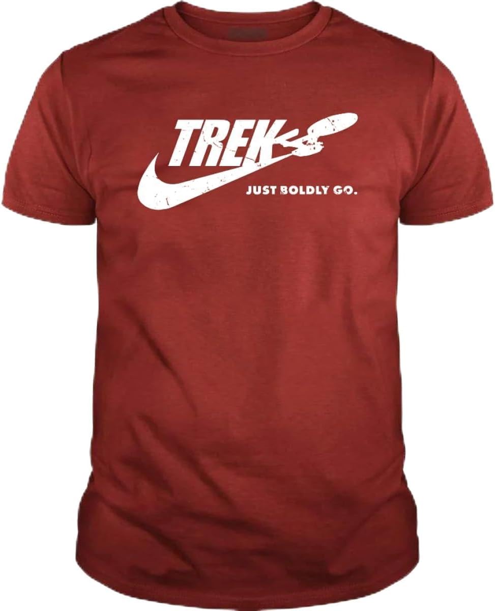 Trek Boldly T Shirt - Just Boldly Go Cotton Shirt for Mens & Womens - Short Sleeve Crew Neck Soft Fitted Tees S разноцветный