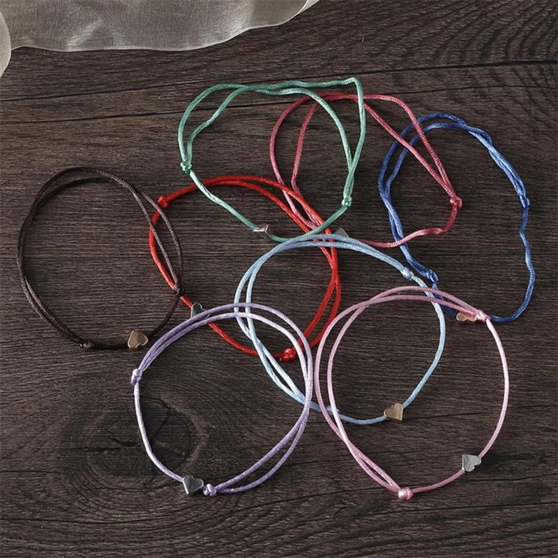 Set of 8 Delicate and Fashionable Heart Bracelets Delicate Heart Rope Stylish Hand Jewelry for Fashion Individuals