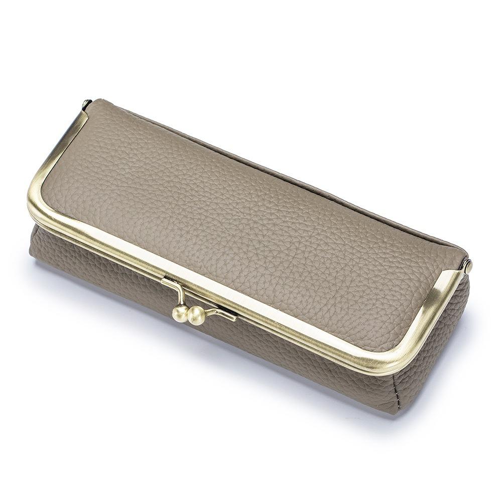 

Футляр для окулярів з натуральної шкіри, тримач, автоматичне закривання, чохол для олівця для брів, окуляри хакі