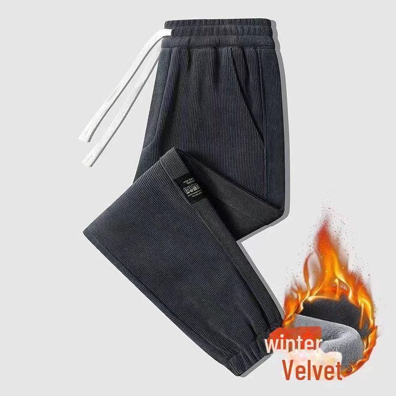 Men's Corduroy Sweatpants with Velvet Lining – Winter-Ready Chenille Casual Wear for Spring and Autumn