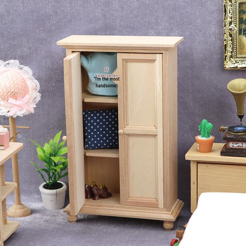 1:12 Miniature Bedroom Retro DIY Blank Wardrobe Cabinet