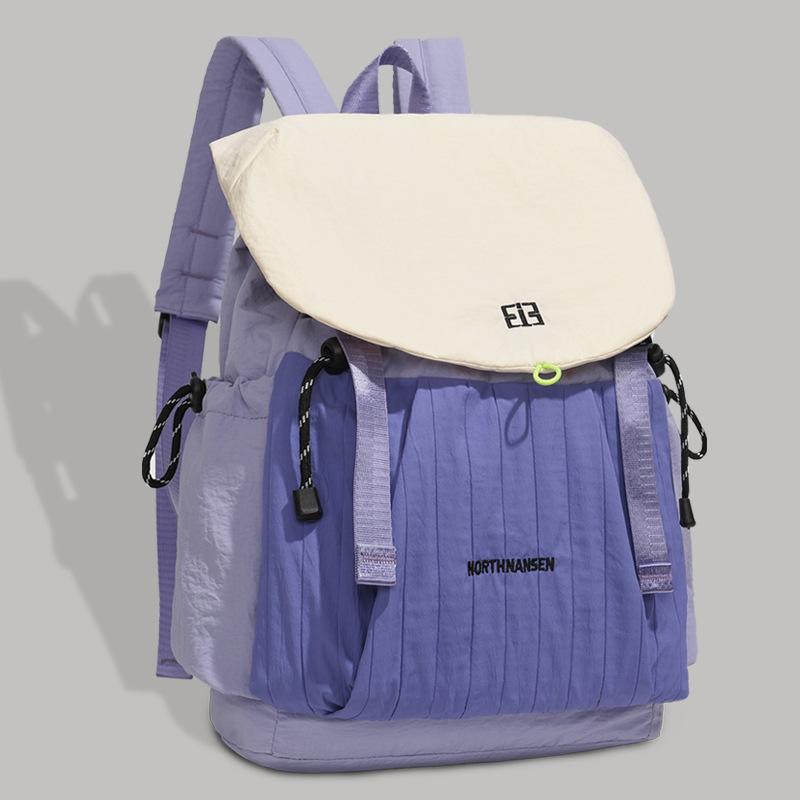 

Large Capacity College Style Schoolbag Color Contrast Outdoor Backpack фиолетовый/белый