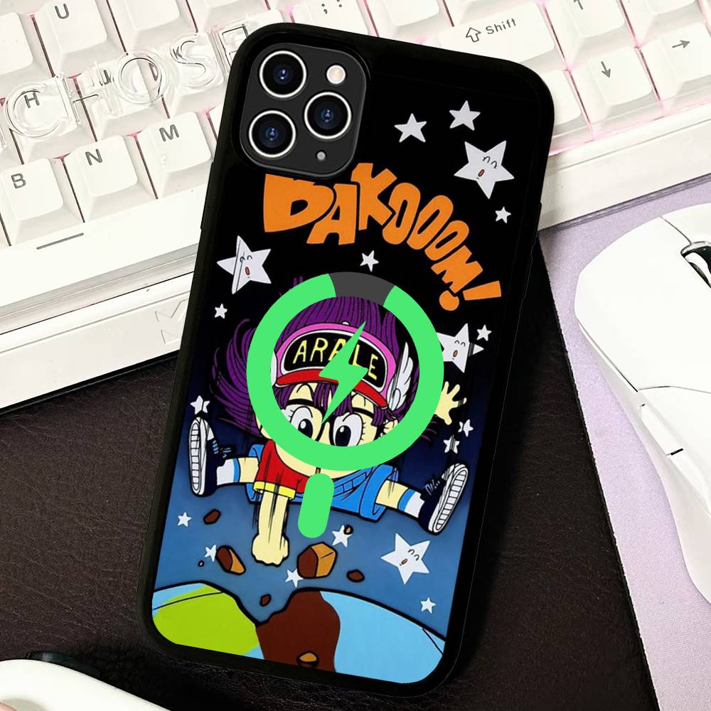 Cartoon Dr Slump Arale Black For Magnetic Phone Case For IPhone 16 15 17 Pro Max 11 12 13 14 Plus Cover