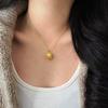 S925 Sterling Silver Antique Style Switchable Gold Ball Necklace Hollow Light Luxury Temperament Design Sense Collarbone Chain