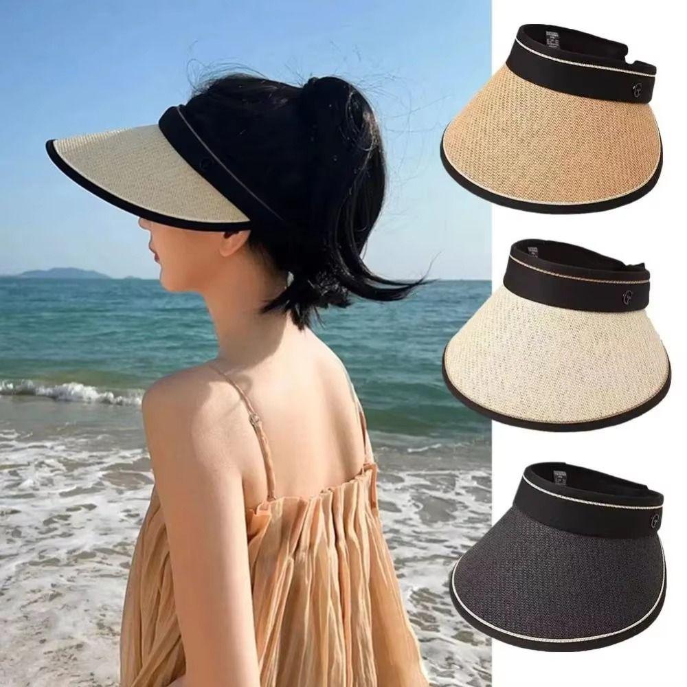 Portable Empty Top Foldable Visors UV Protection Casual Beach Hat Straw Cap Sun Hats Sunshade
