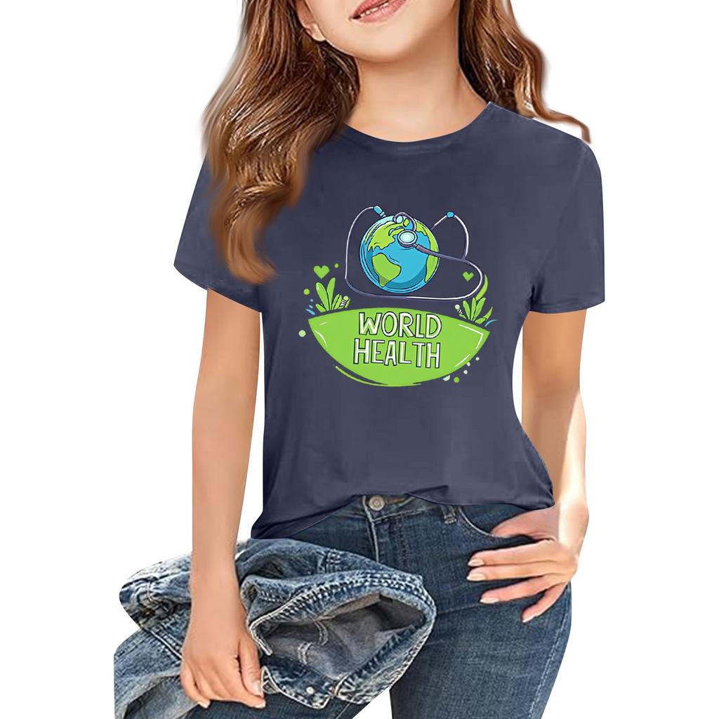 Children's Fashion Casual Short Sleeve Printed Round Neck Short Sleeve T-Shirt Top