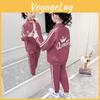 Kleidung Kinder Frühling Mädchen 2-teiliges Set Locker Buchstabe Cartoon Reißverschlussjacke Für Teenager-Mädchen Lässige Trainingshose Passende Outfits