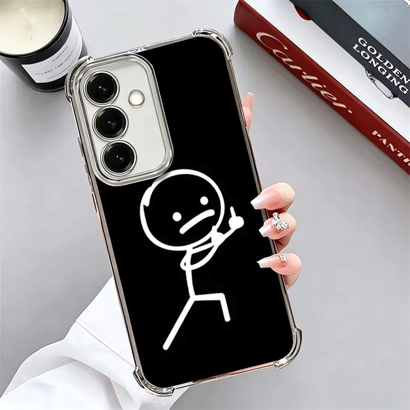 Funny Stickman Matchman Plating Phone Case For Samsung A17 A07 A37 A57 A16 A56 A15 A55 A14 A54 A13 A53 A26 A36 A25 A35 A24 A34 A