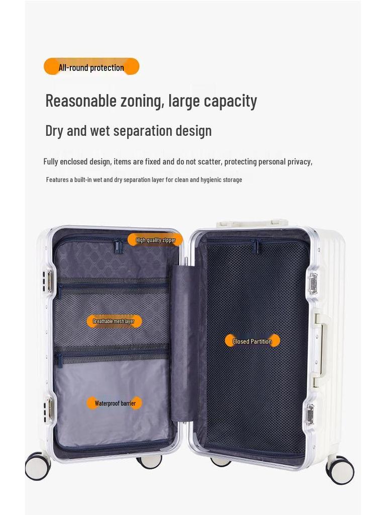 2025 Women's Large Capacity Trolley Suitcase - Aluminum Frame, Combo Lock, Silent Universal Wheels, Fashionable Travel Case