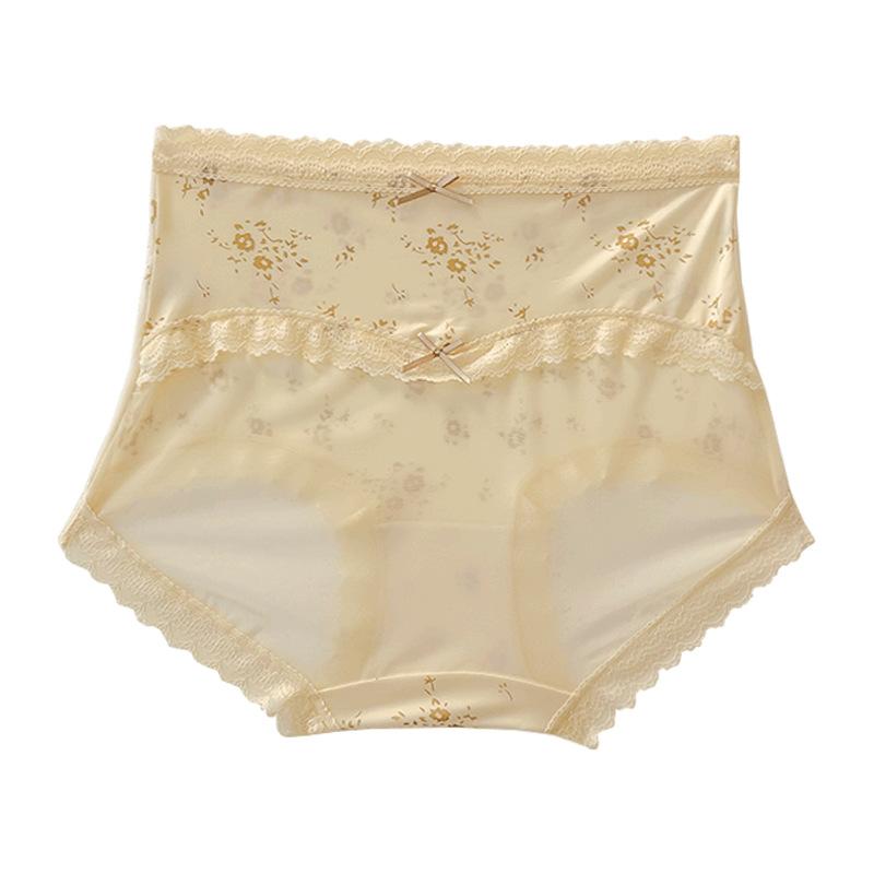 Plus Size Ladies' Retro Bow Flower High Waisted Sexy Lace Breathable Triangular Underwear
