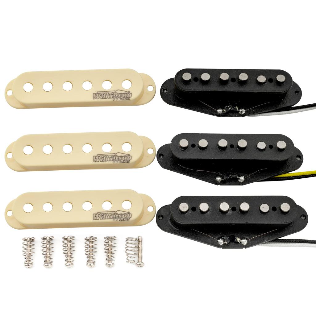 Wilkinson Vintage 60's Staggered Alnico 5 Guitar Pickups (Single Pickup) for Stratocaster Electric Guitars, Cream (Set of 3)