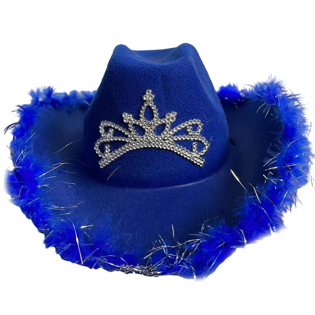 Vintage Country Western Fedora Hat Cowgirl Hat Furry Trims Cowgirl Hat for Party Photo Props Headwaer Gifts