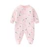 Baby Jumpsuit Spring and Autumn Pure Cotton Long-Sleeved Newborn Baby Jumpsuit with Foot Cover Children's Pajamas Romper with Foot Cover