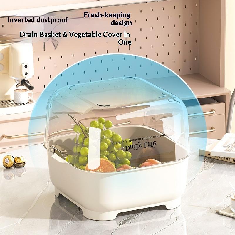 Kitchen Double Drain Basket Ins Wind High Value Vegetable Wash Basin Drain Basket Large Capacity Fruit Wash Vegetable Baskets