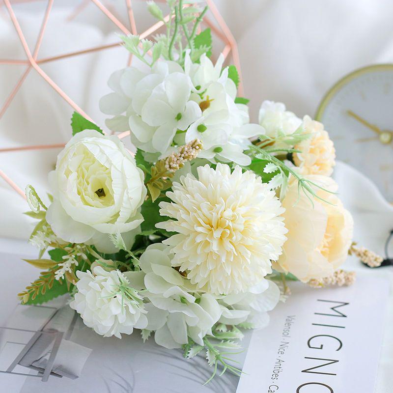 Silk Rose & Hydrangea Bouquet for Wedding or Home Décor