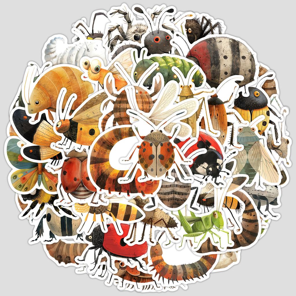 50 Bug Graffiti Stickers Mobile Phone Computer Suitcase Waterproof Decorative Stickers Cartoon Bug Stickers