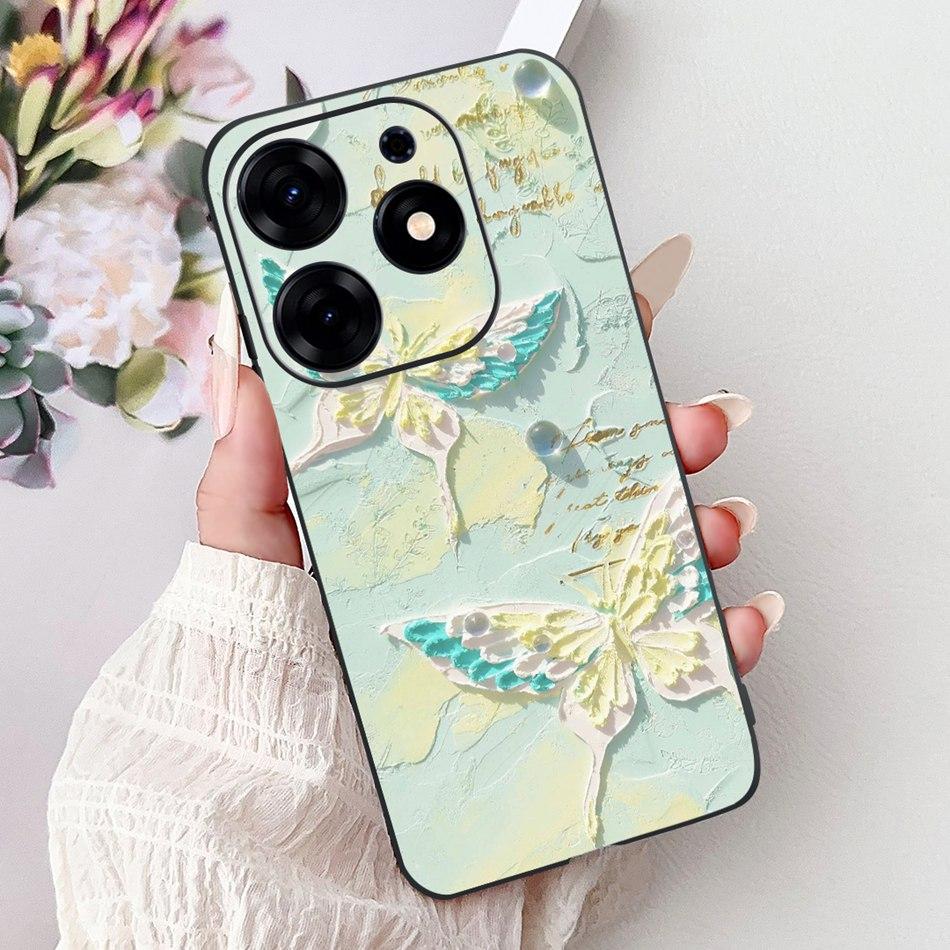 

For Tecno Spark 10 Pro Phone Case Spark 10Pro 4G KI7 Elegant Floral Cat Printing Soft Silicone TPU Cases Tecno Spark 10 Pro