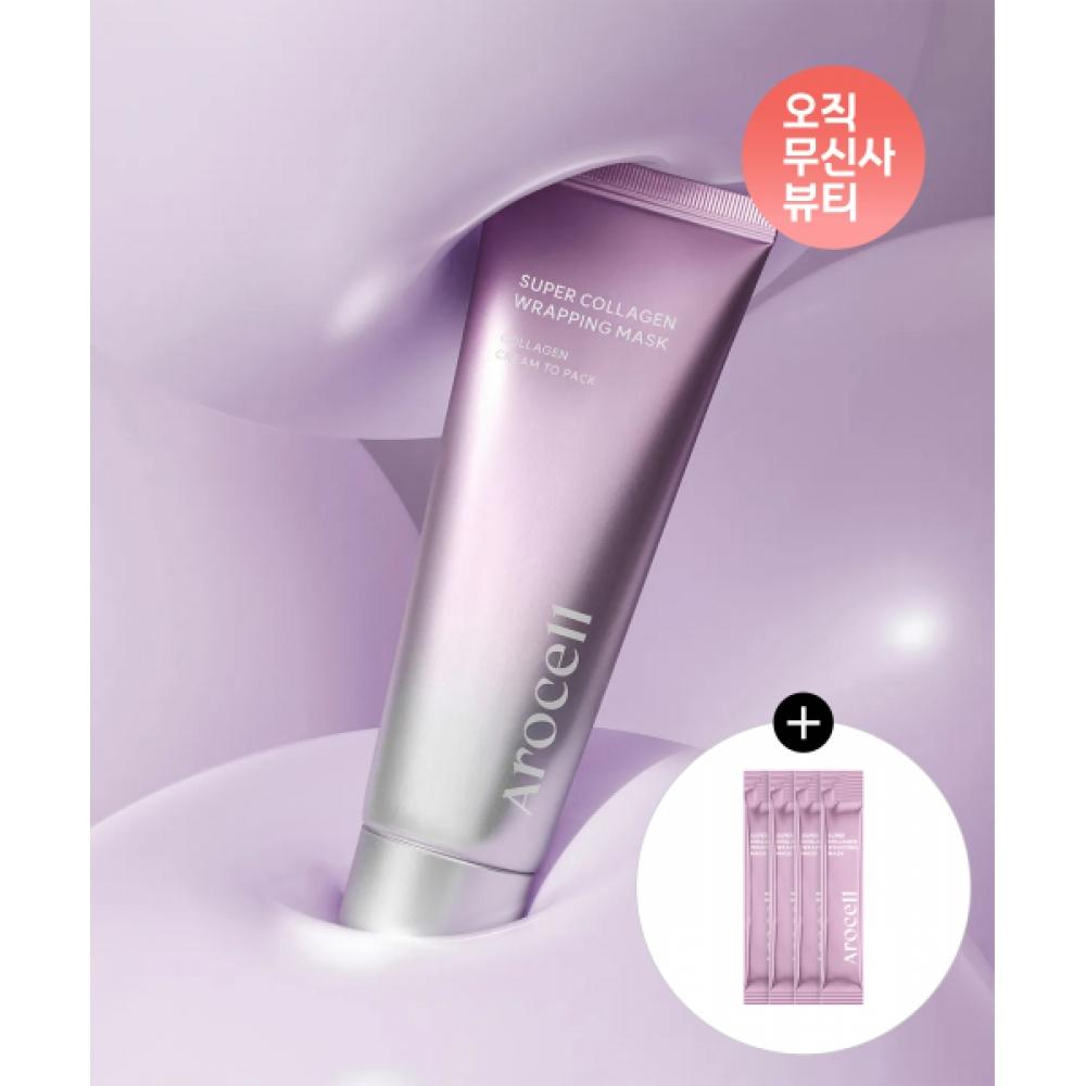 

Arocell [Wrapping Mask 20ml Kit Gift] Super Collagen Wrapping Mask 80ml Super Collagen Wrapping Mask+ Silicone Pack Brush