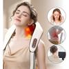 Massagegerät Schulter-Nacken-Massagegerät mit Wärme, Shiatsu-Massagegerät, 2 Massagearten, 6 Silikon-Massageköpfe, elektrische Tiefengewebe-Knetmassagegeräte