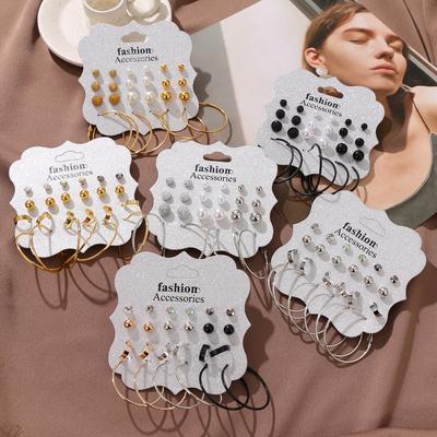 Butterfly Circle Tassel Earrings 9-piece Set Love Fashion New Trend Earrings Set