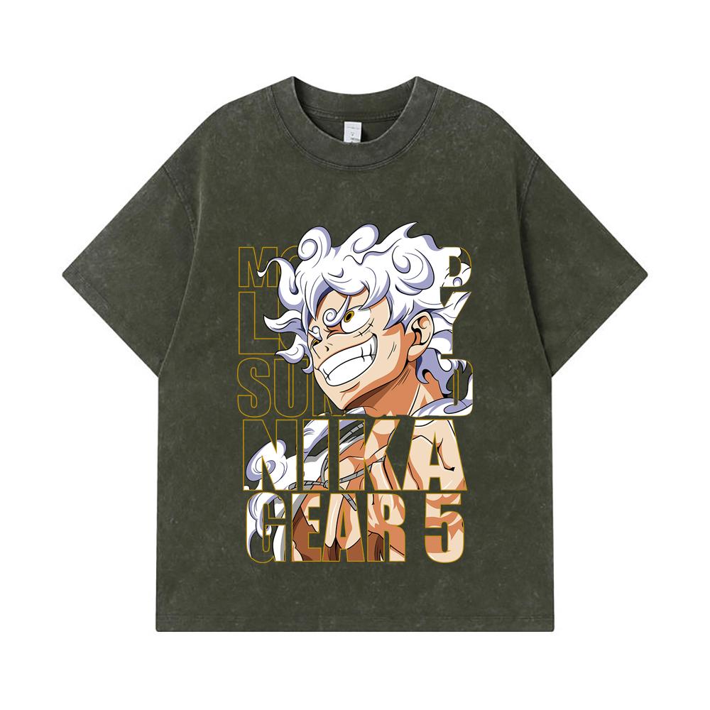 

275 GSM Washed T-shirts 100% Cotton One Piece V1 Nika Print Unisex Heavy Cotton T Shirt S армия зеленый