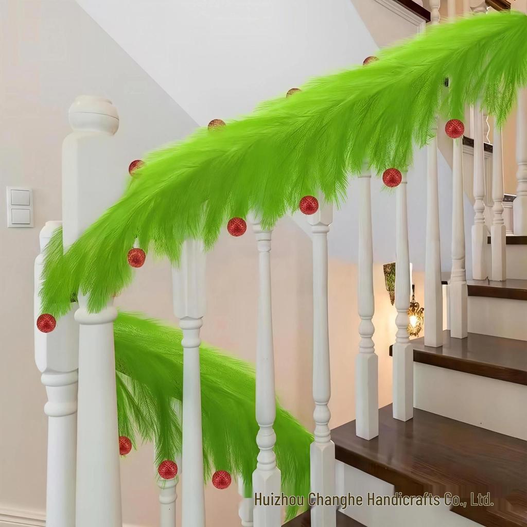 Christmas Paspalum Vine Elf Ball: Artificial Reed and Green Plant Decoration Ornament