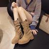 Autumn and Winter Platform Martin Boots Women's Shoes New Small Thin Versatile Boots Elastic Suede Short Boots Women